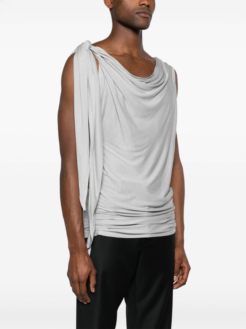 Grey Draped Cotton Tank Top