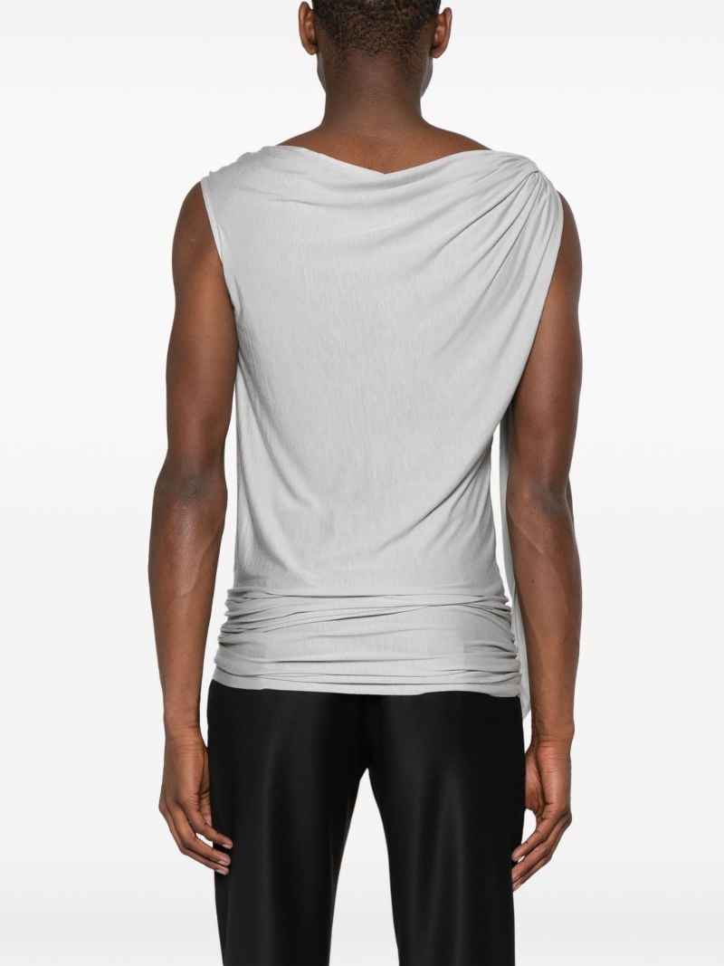 Grey Draped Cotton Tank Top