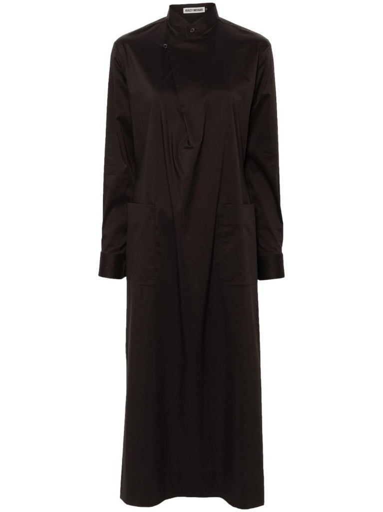 Brown Draped Midi Dress