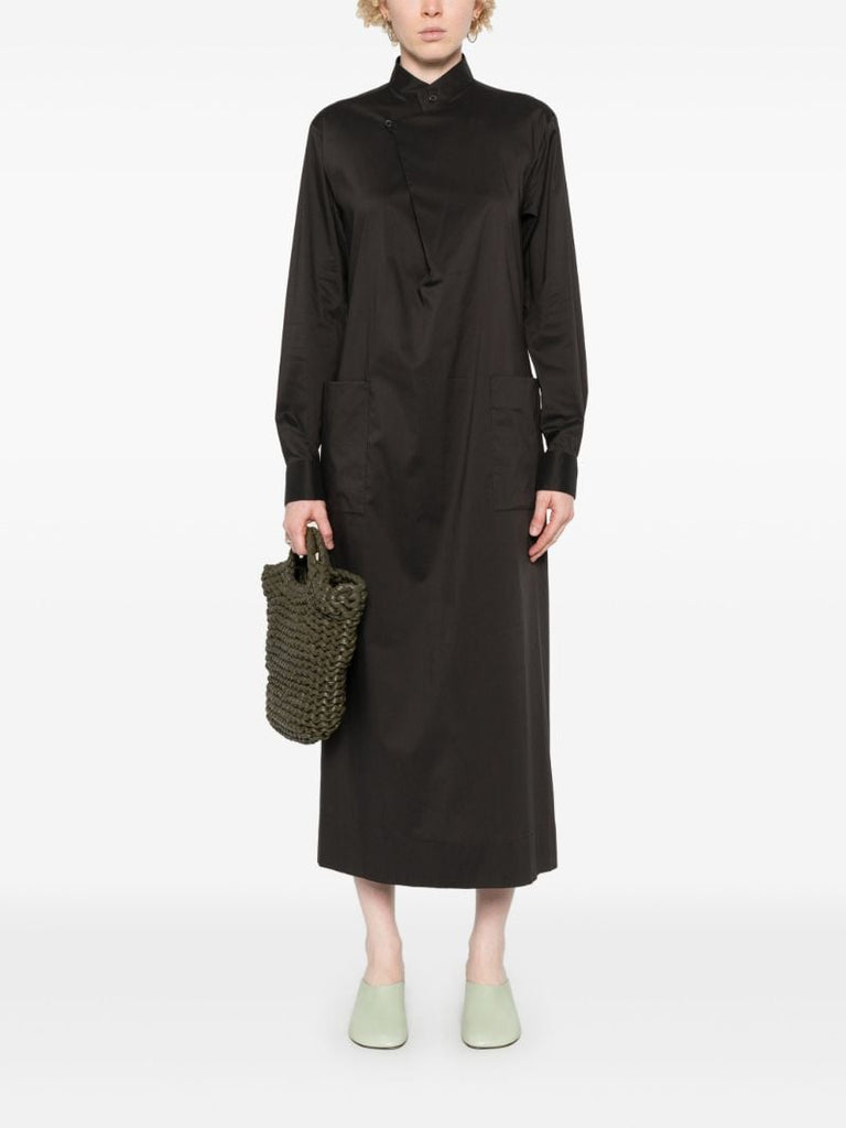 Brown Draped Midi Dress
