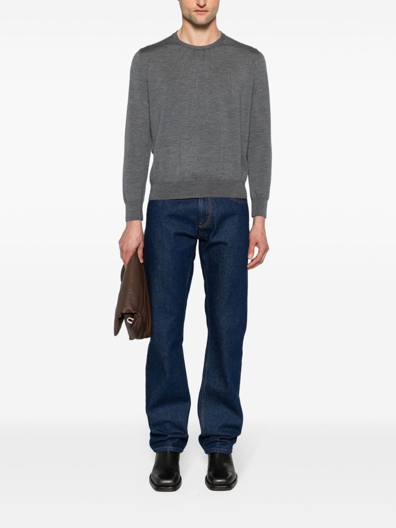 Grey Ruched Wool Sweater
