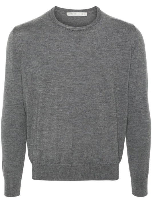 Grey Ruched Wool Sweater