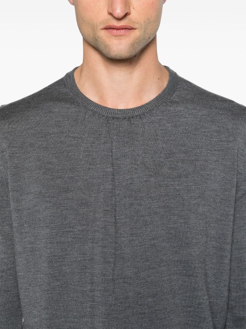 Grey Ruched Wool Sweater