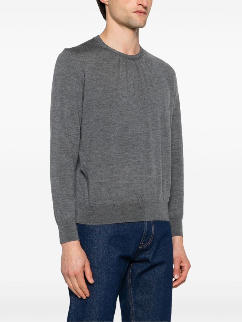 Grey Ruched Wool Sweater