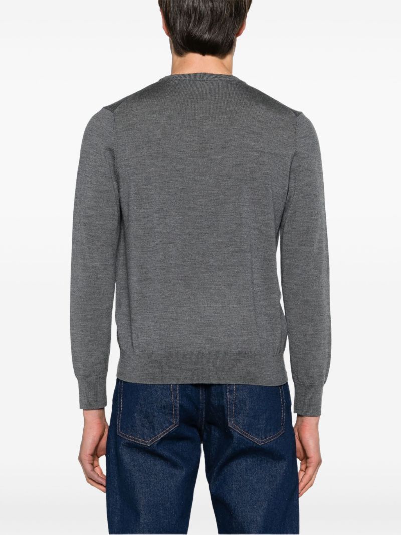 Grey Ruched Wool Sweater