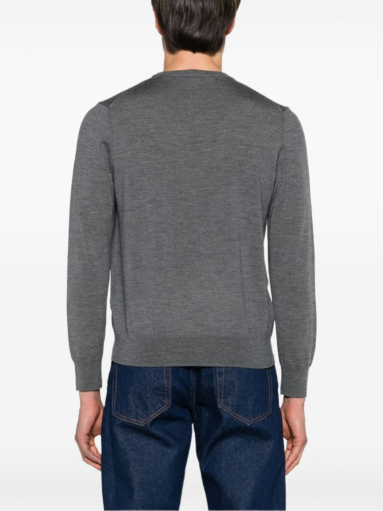 Grey Ruched Wool Sweater
