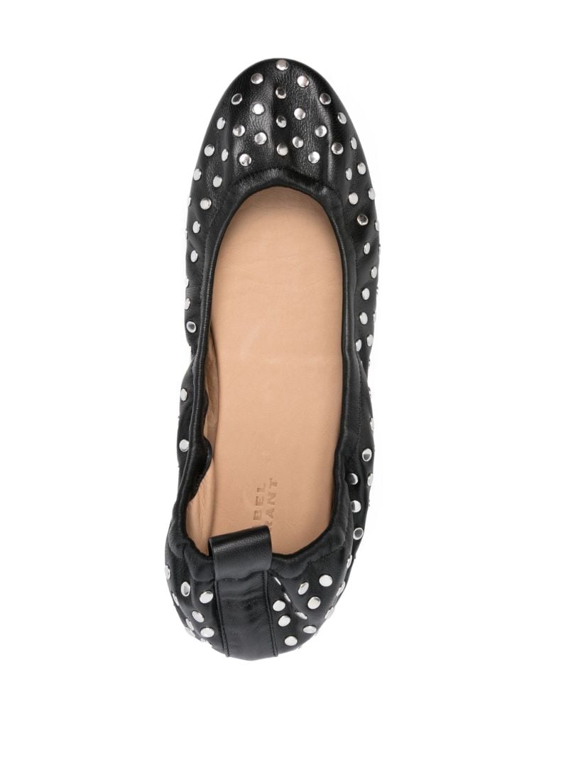 Black Studded Leather Ballet Pumps