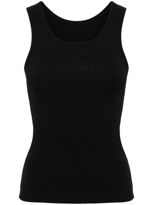 Black Numbers-print Cotton Tank Top