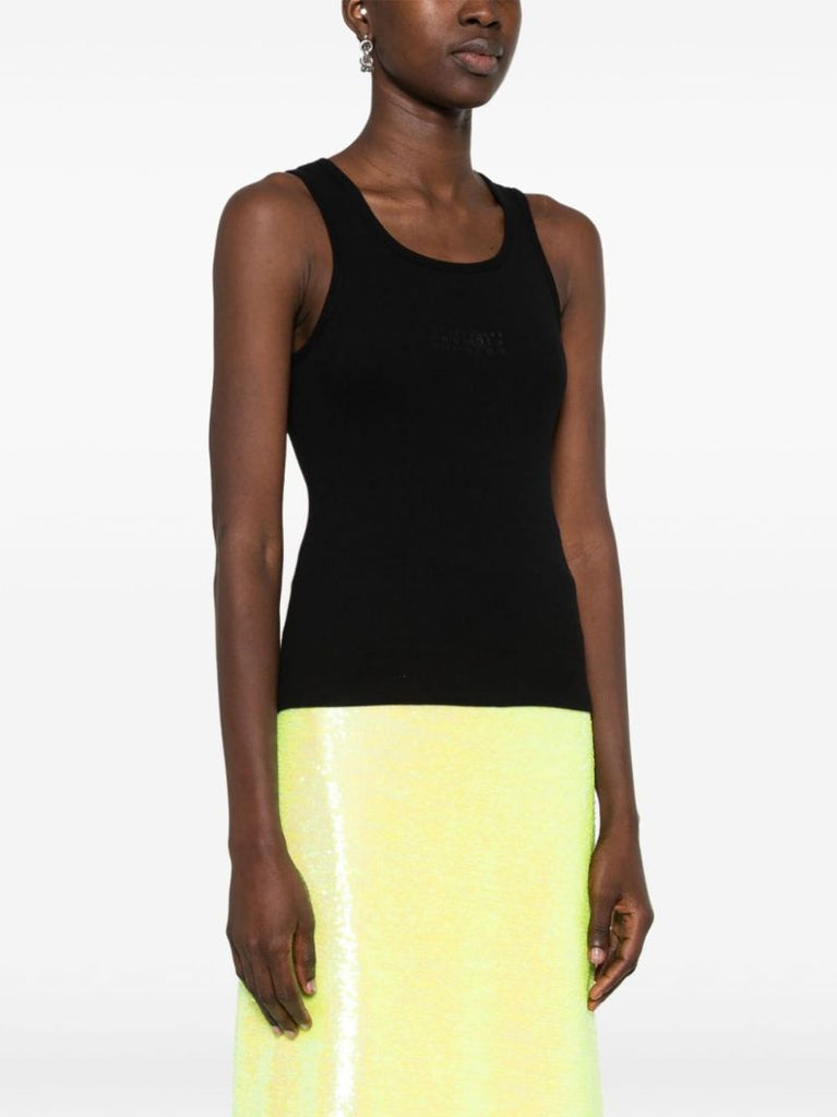 Black Numbers-print Cotton Tank Top