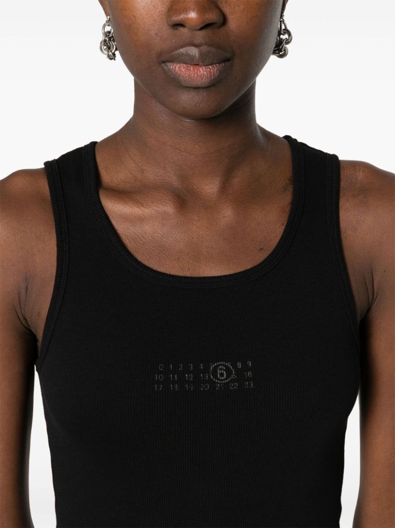 Black Numbers-print Cotton Tank Top