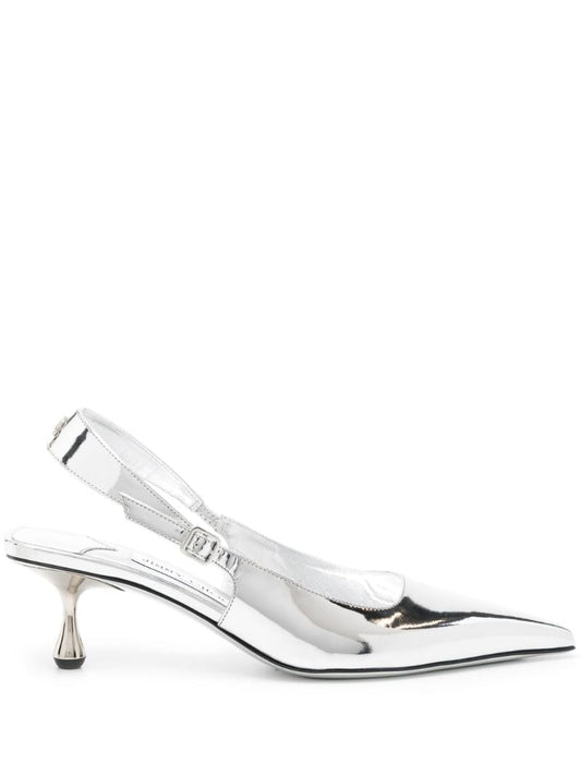 Silver-tone Amel 50 Metallic-leather Pumps