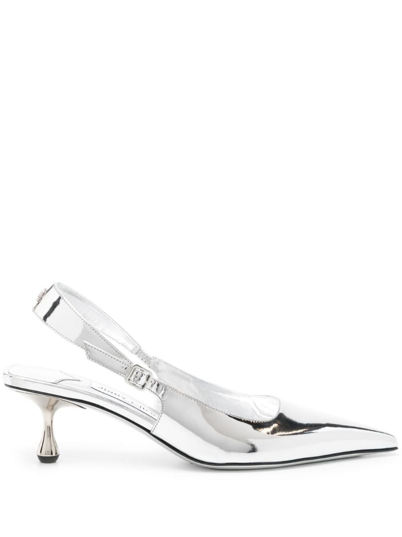 Silver-tone Amel 50 Metallic-leather Pumps