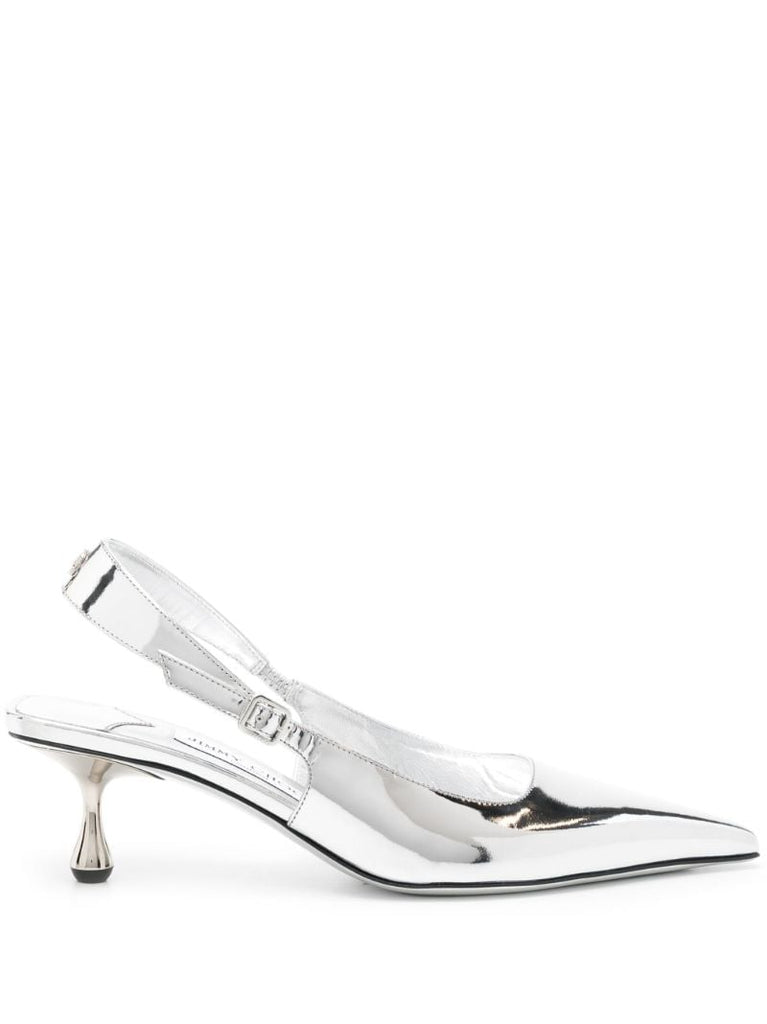 Silver-tone Amel 50 Metallic-leather Pumps
