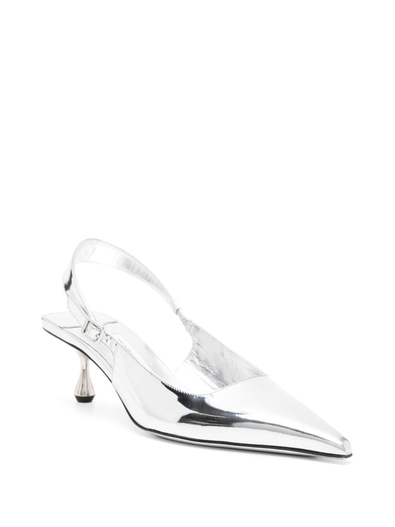 Silver-tone Amel 50 Metallic-leather Pumps