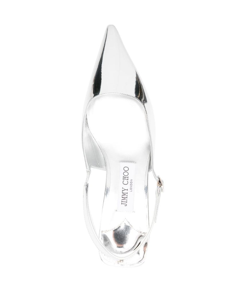 Silver-tone Amel 50 Metallic-leather Pumps