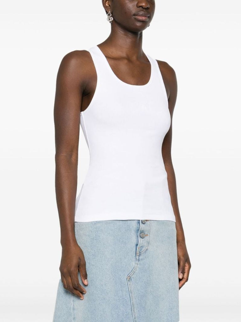 White Numbers-print Cotton Tank Top