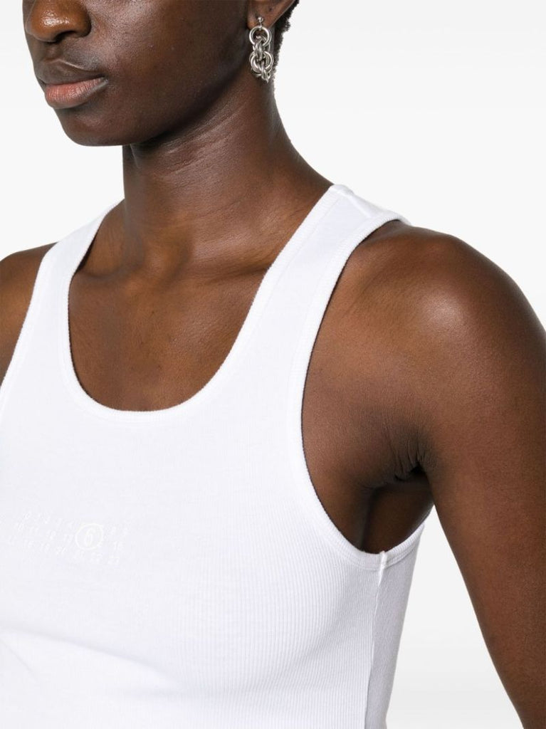 White Numbers-print Cotton Tank Top