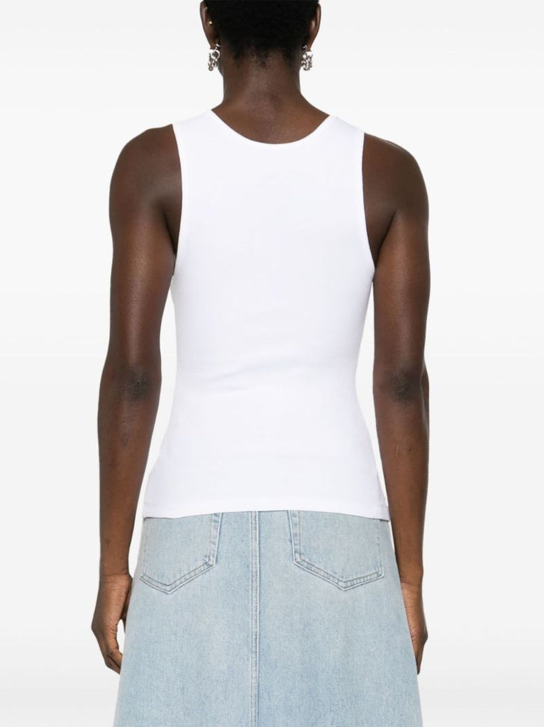 White Numbers-print Cotton Tank Top