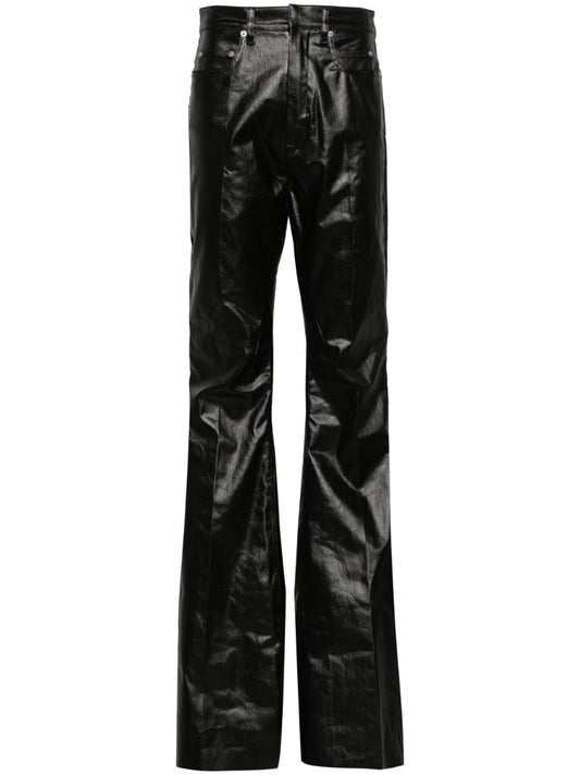 Black Bolan Coated Boocut Jeans