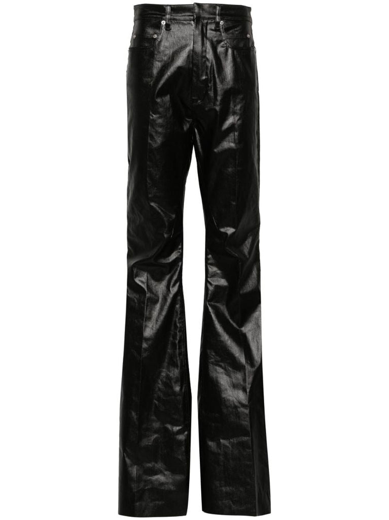 Black Bolan Coated Boocut Jeans
