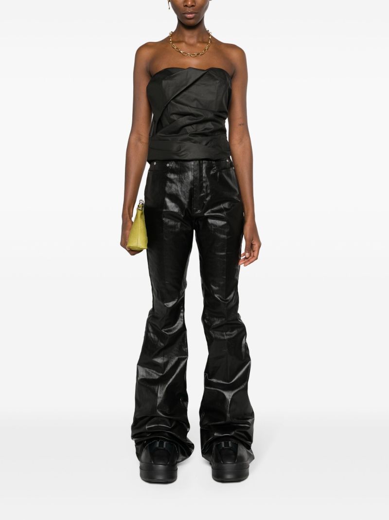 Black Bolan Coated Boocut Jeans