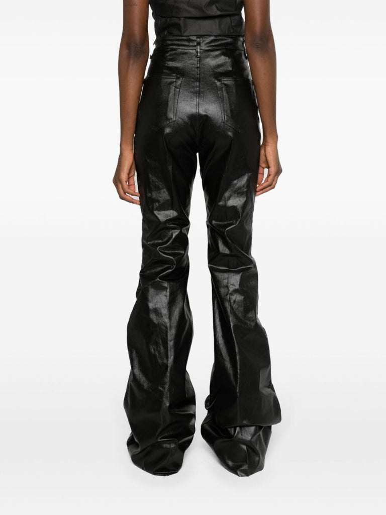 Black Bolan Coated Boocut Jeans