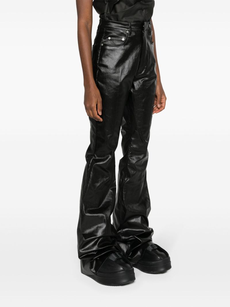 Black Bolan Coated Boocut Jeans