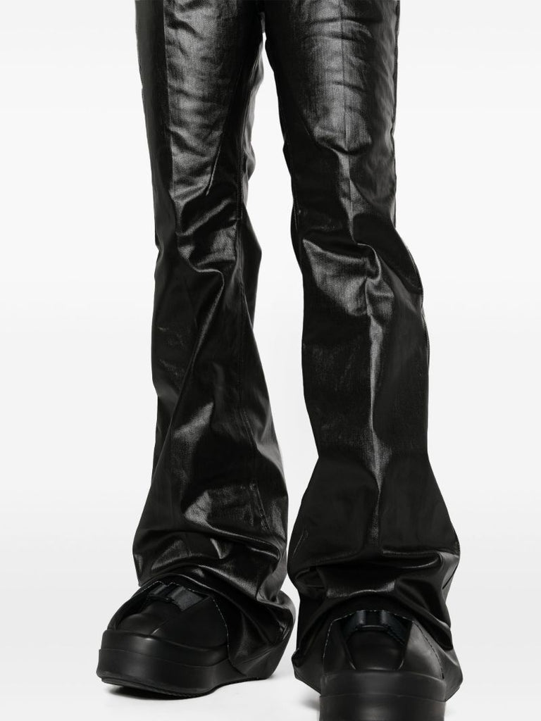 Black Bolan Coated Boocut Jeans