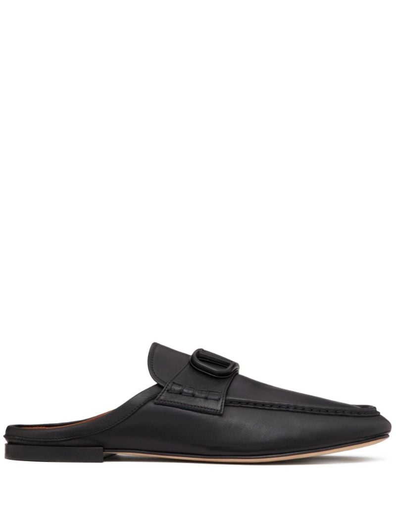 Black Vlogo Signature Leather Slippers