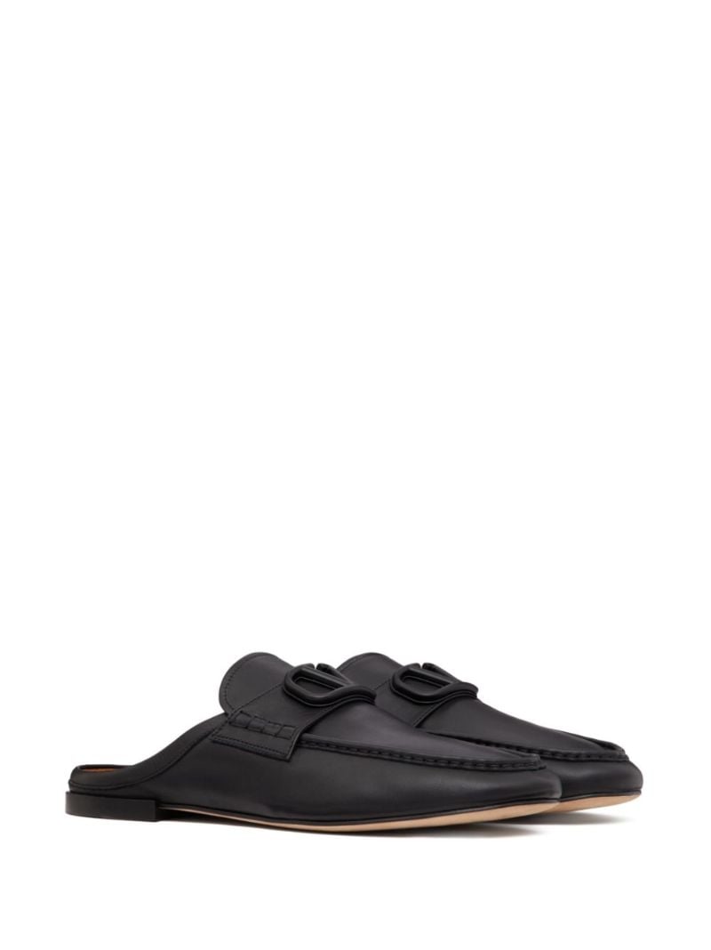 Black Vlogo Signature Leather Slippers