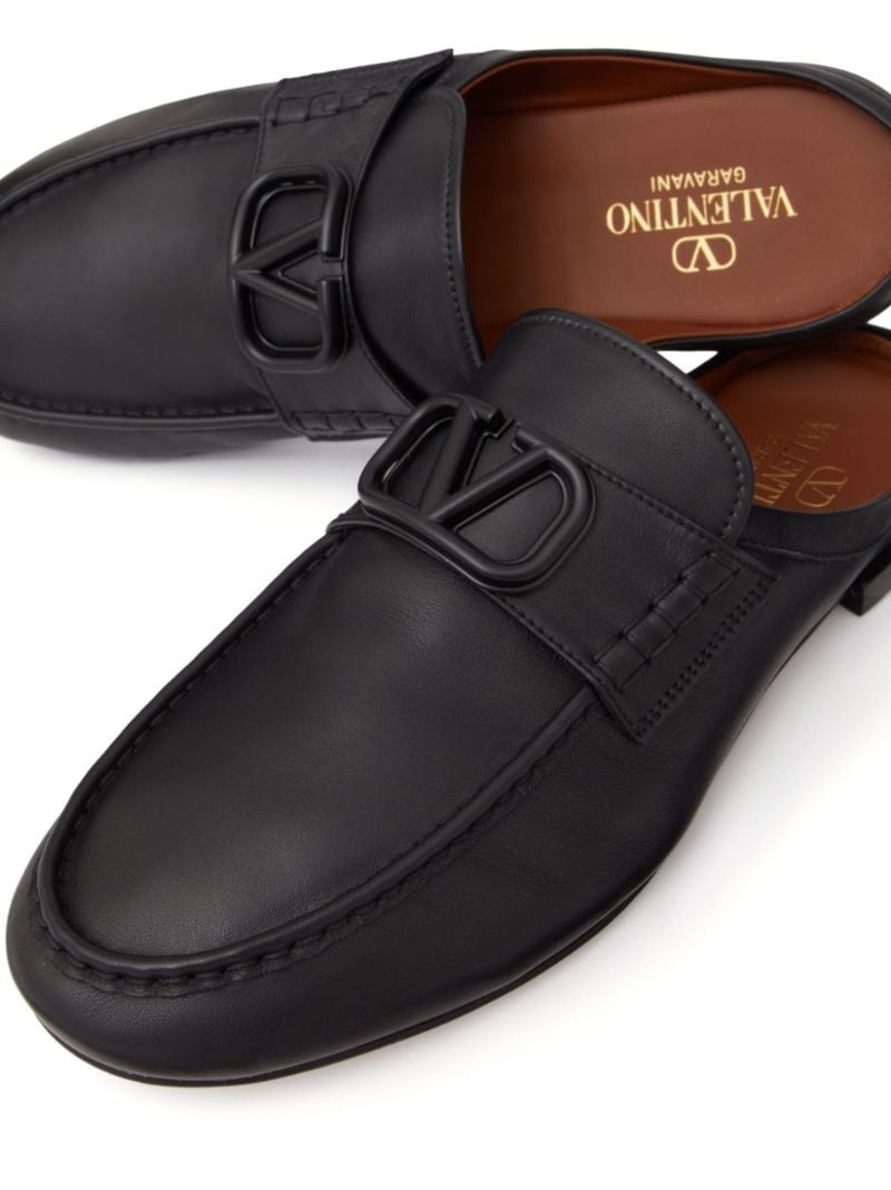 Black Vlogo Signature Leather Slippers