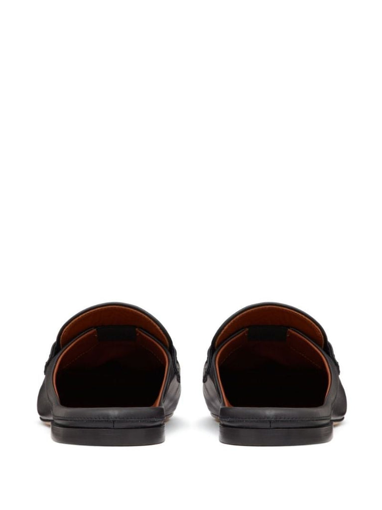 Black Vlogo Signature Leather Slippers