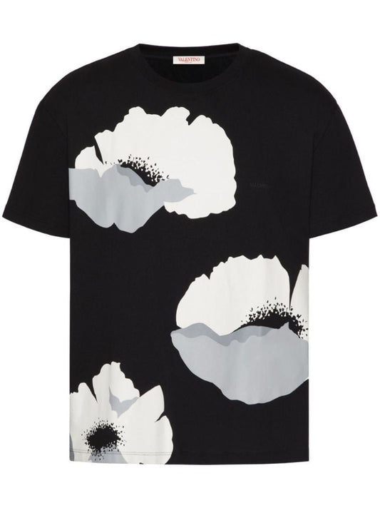 Black Flower Portrait-print Cotton T-shirt