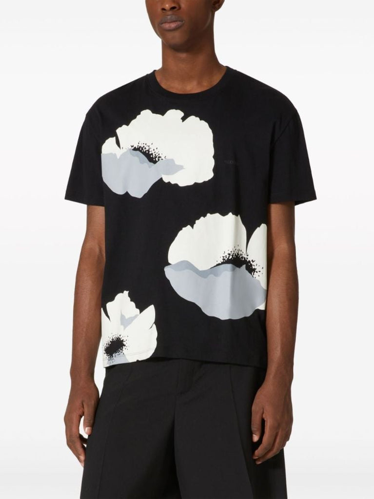 Black Flower Portrait-print Cotton T-shirt