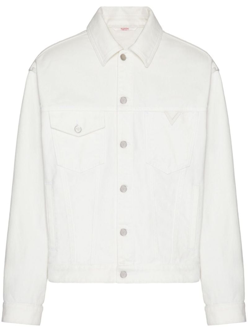 White Logo-plaque Denim Jacket