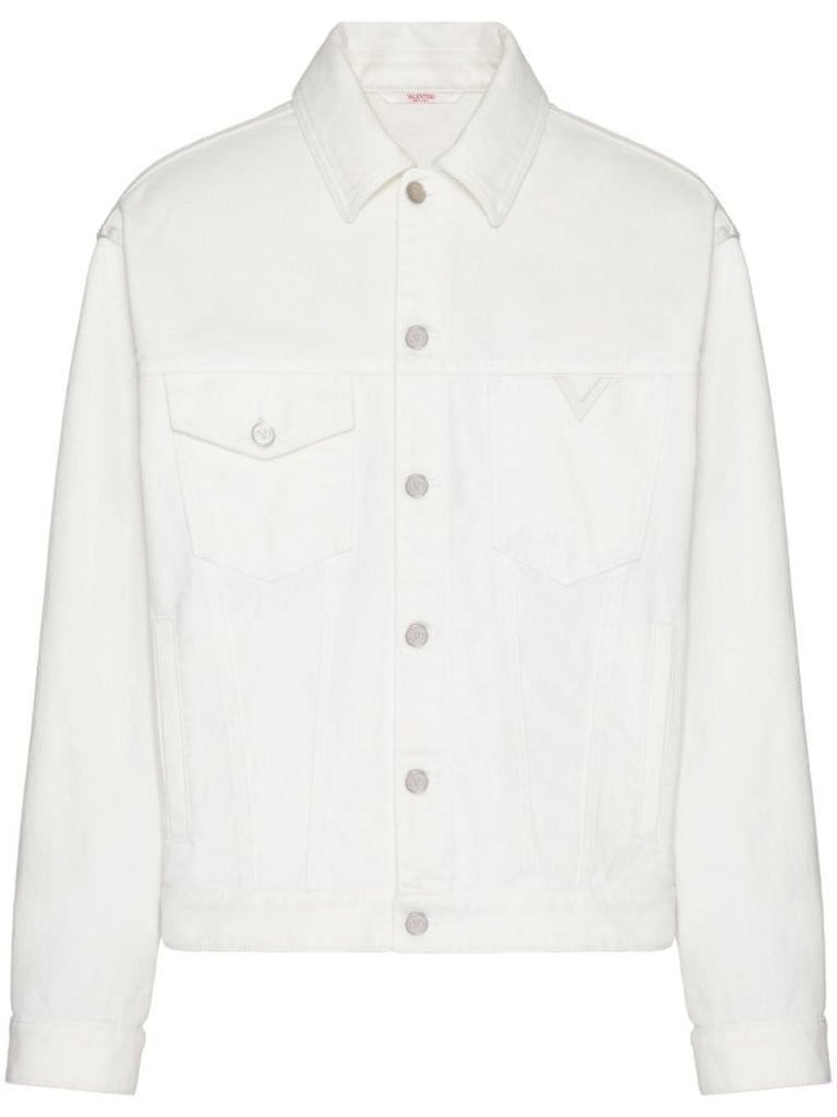 White Logo-plaque Denim Jacket