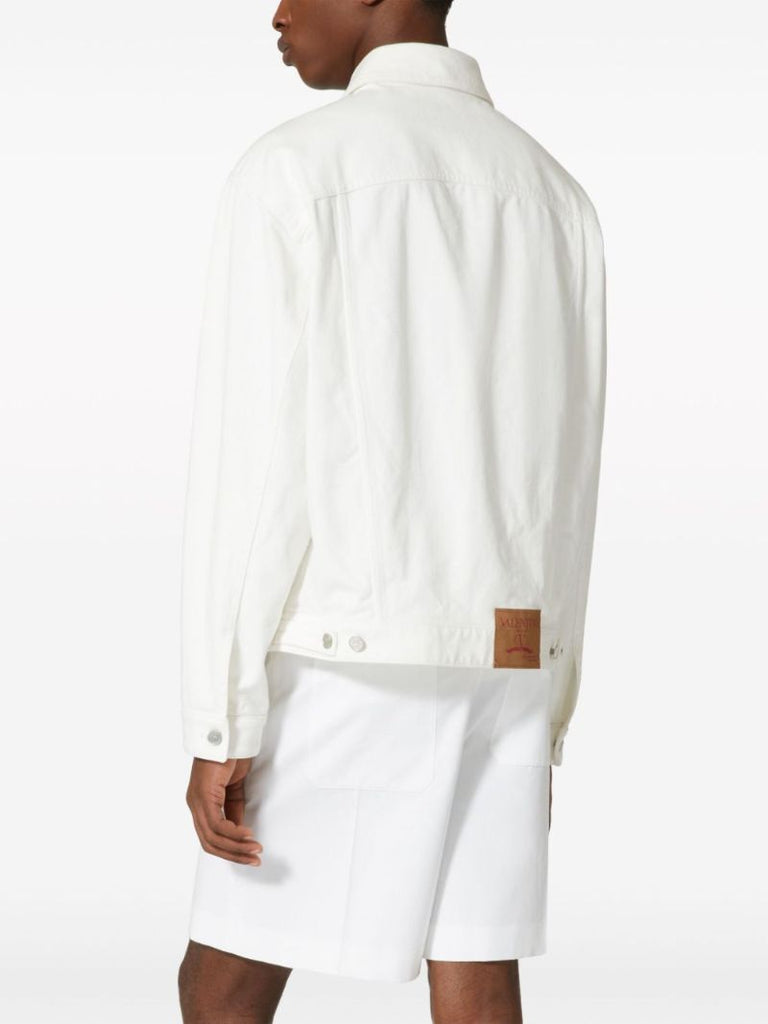 White Logo-plaque Denim Jacket