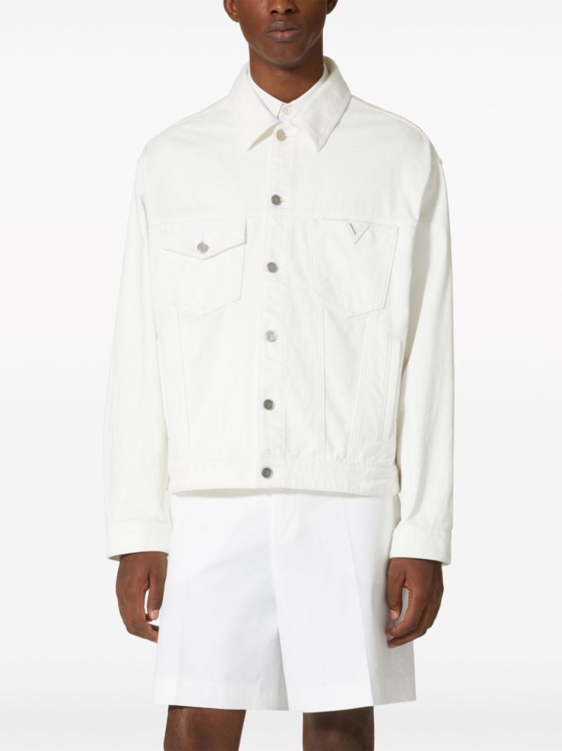 White Logo-plaque Denim Jacket
