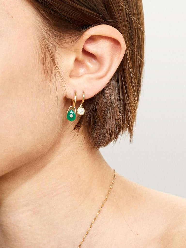 9k Yellow Gold Orso Green Onyx Earring