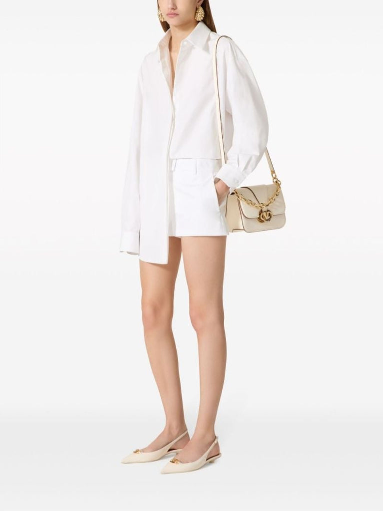 White Tailored Cotton Shorts