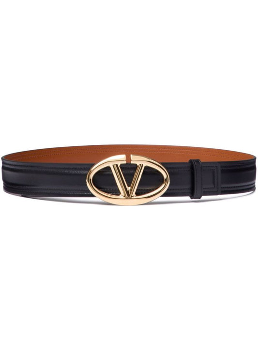 Black Vlogo Signature Leather Belt