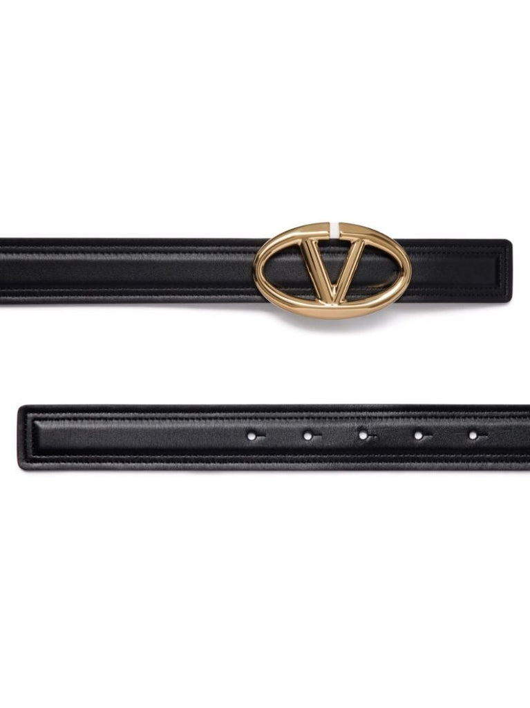 Black Vlogo Signature Leather Belt