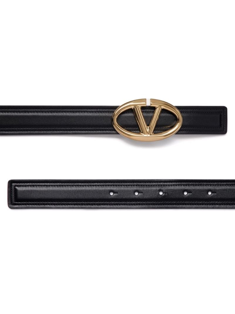 Black Vlogo Signature Leather Belt