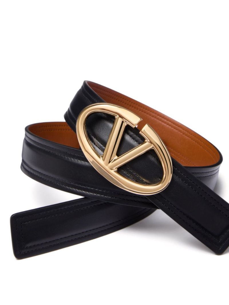 Black Vlogo Signature Leather Belt