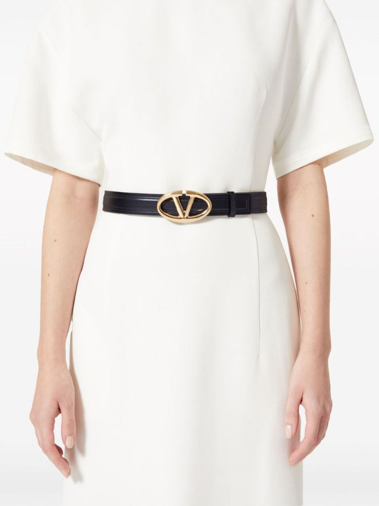 Black Vlogo Signature Leather Belt
