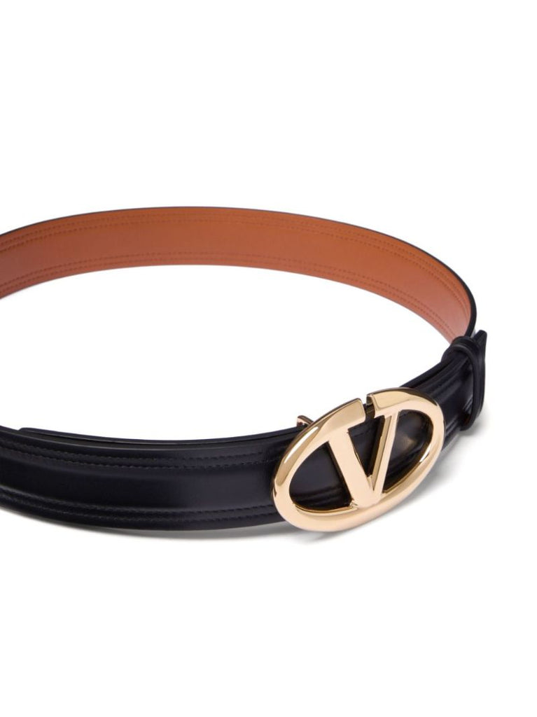 Black Vlogo Signature Leather Belt
