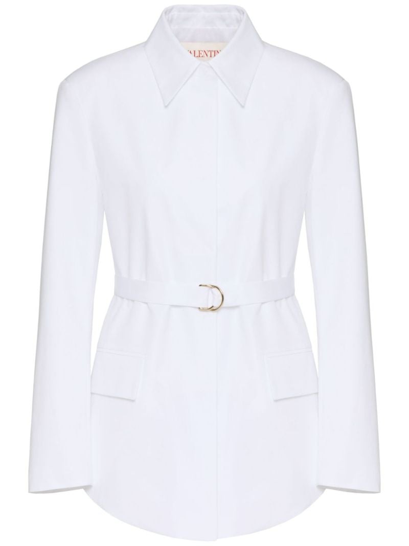 White Long-sleeve Cotton Shirtdress