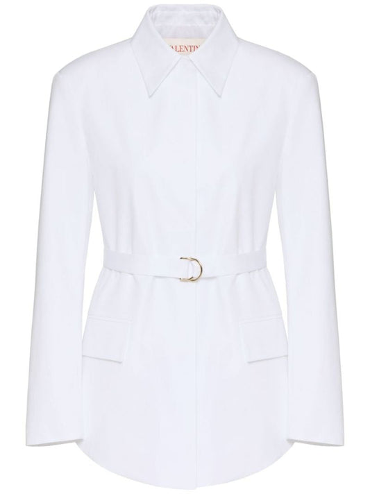 White Long-sleeve Cotton Shirtdress