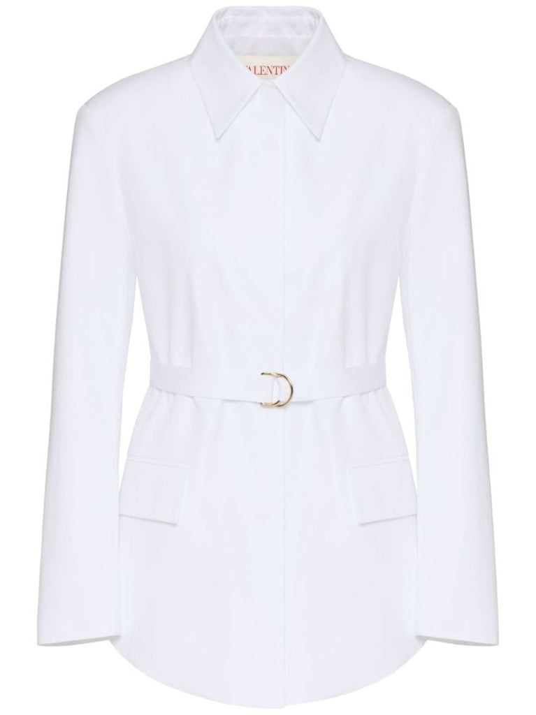 White Long-sleeve Cotton Shirtdress