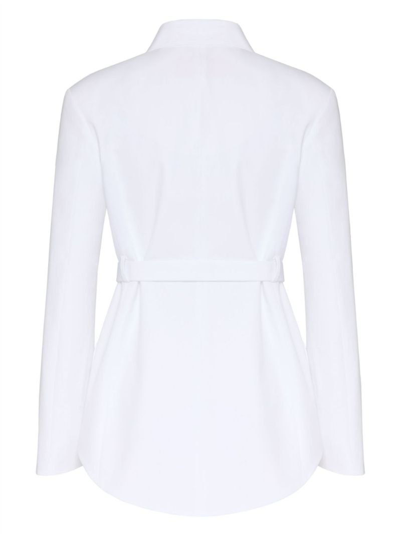 White Long-sleeve Cotton Shirtdress